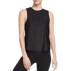 Aqua Athletic Tank Twist Back Mesh Top Black Size Large